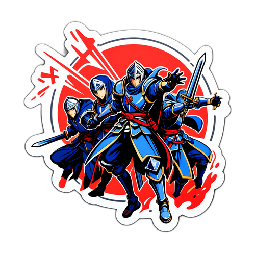 Sticker na Inspirado ng Anime: Crusaders sa Action Poses