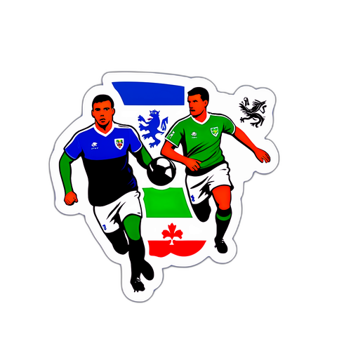 Силуэты игроков Словакии и Северной Ирландии на поле