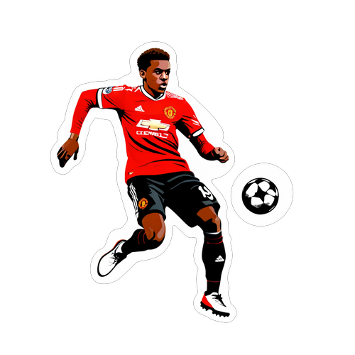 Manchester United-logo med Alexander Isak-silhouette