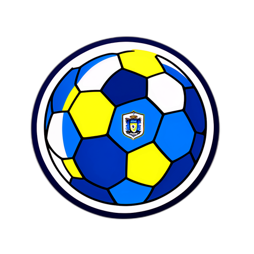Diseño de un sticker de un balón de fútbol representando el partido Emelec vs. LDU Quito