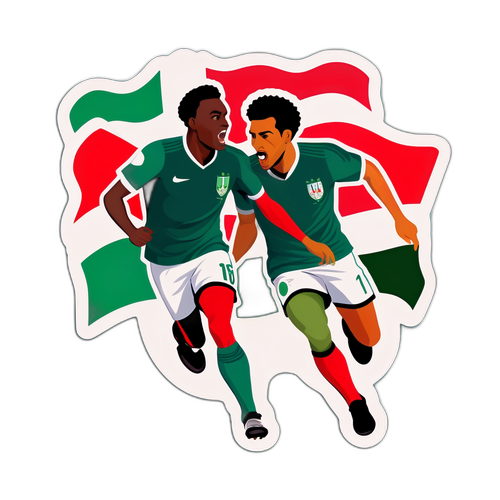 Masiglang Disenyo ng Sticker ng Labanan ng Nigeria at Morocco