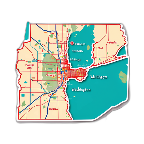 Карта Вашингтона и Чикаго с отмеченными важными местами