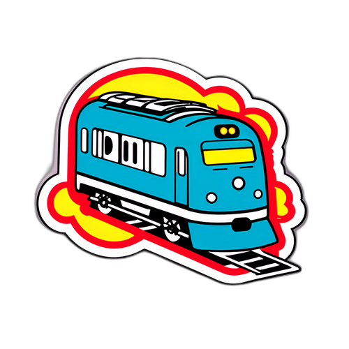 Conception d'un train stylisé avec le message 'coupure nationale'