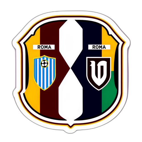 En dynamisk klistermærke af en fodboldbane delt mellem Roma og Inter farver