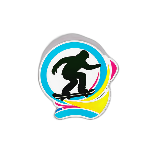 Minimalist naklejka z olimpijskimi kołami i sylwetką snowboardzisty