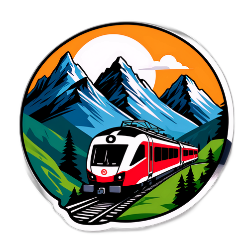 Stylisierte ÖBB-Bahn im Gebirge