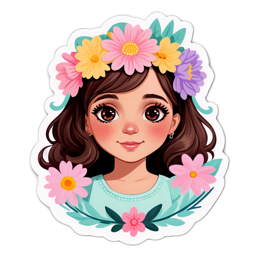 Portrait de Nora Bussigny avec des couleurs pastel et une couronne de fleurs