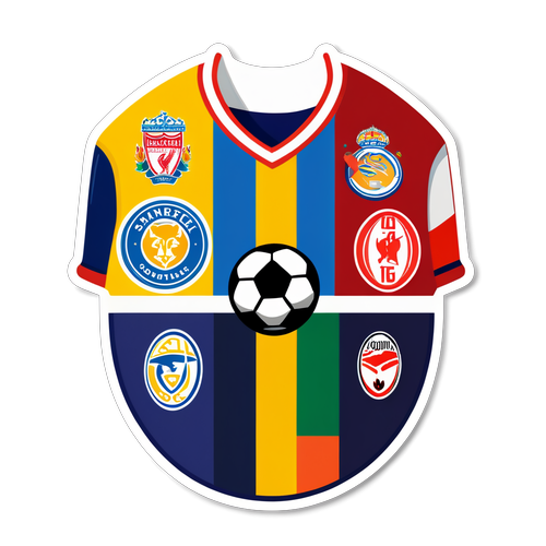 ¡Descubre la Asombrosa Camiseta de Fútbol que Celebra Todos los Emblemas en un Colorido Collage!