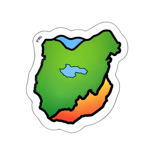 Наклейка с картой Нигерии и ее красивыми природными ландшафтами