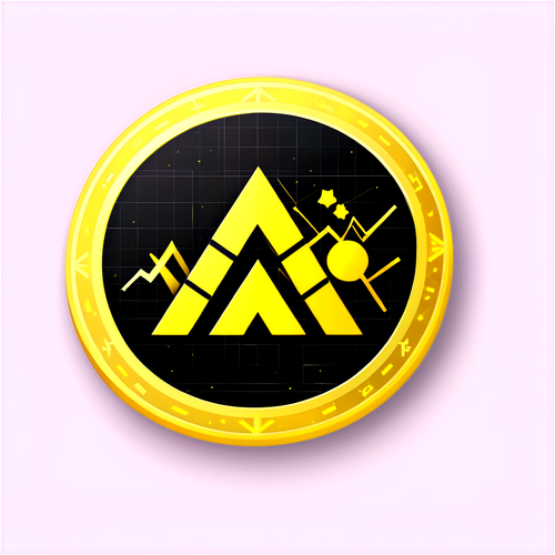 Іконка Binance із золотими елементами та графіками акцій на чорному фоні
