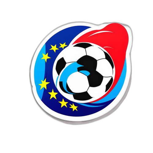Sticker cu un fotbal fluturând în vânt