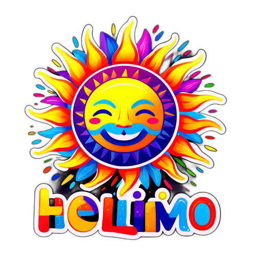 Desenho de um sol estilizado com o nome 'Helio Delmiro'