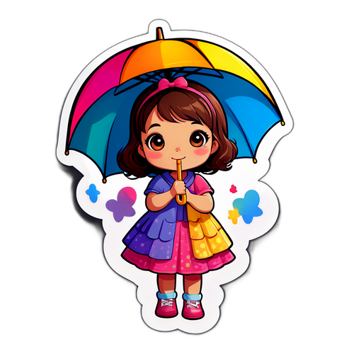 Niedliches Mädchen mit Regenschirm