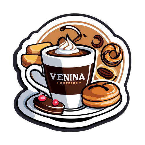 Un elegante adesivo che celebra la cultura del caffè di Vienna