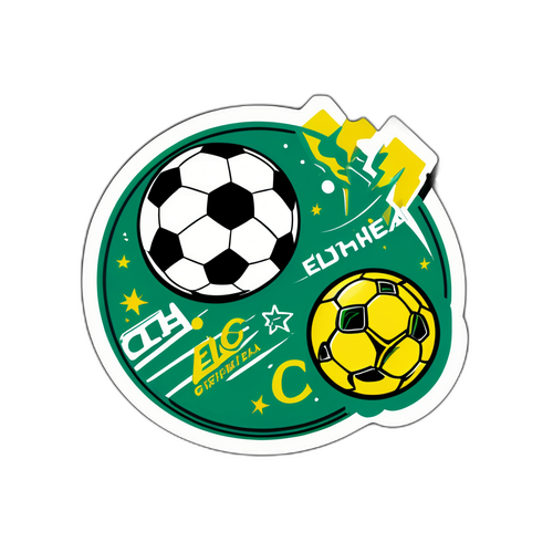 Стікери з футбольними м'ячами та логотипами Ельче і Вільярреала у графіті стилі