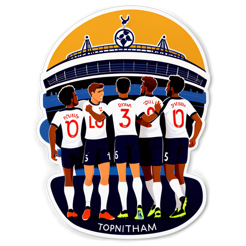 Desenho que representa a equipe do Tottenham em uma atitude confiante