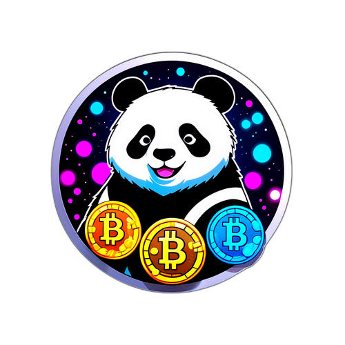 Bitpanda Logo mit glühenden digitalen Münzen
