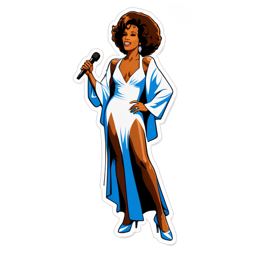 Feier die Musiklegende! Glamouröser Whitney Houston Sticker, der jeden Fan begeistern wird!