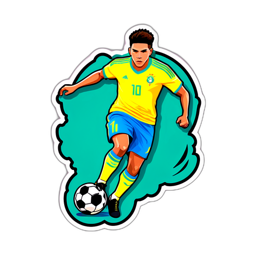 Adesivo do Jogador Quintero em Movimento de Drible