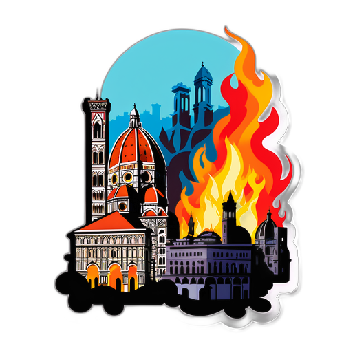 Sticker Drammatico dell'Incendio di Firenze