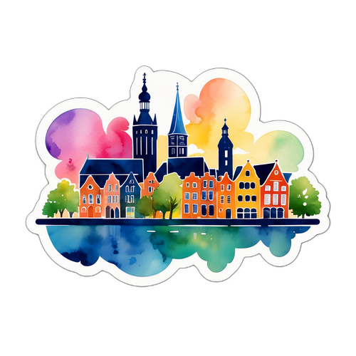 Amersfoort Skyline Watercolor Sticker
