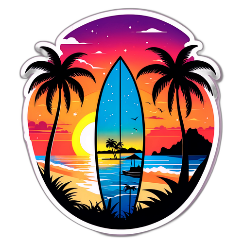 プーケットの美しいビーチ風景のステッカー