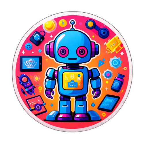 एक मजेदार एआई-थीम वाला स्टिकर
