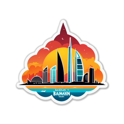 Pemandangan Skyline Bahrain dengan Ungkapan 'Bahrain vs Irak'