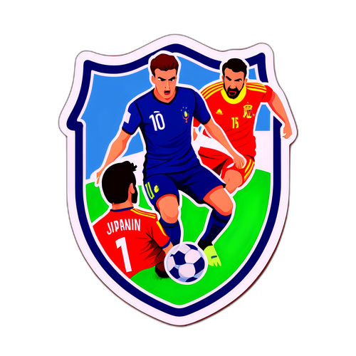 Un autocollant d'un match de football épique France-Espagne