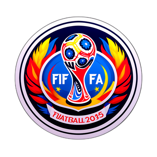 Thiết kế nhãn dán với logo FIFA và hình ảnh các đội bóng xuất sắc từ World Cup 2025
