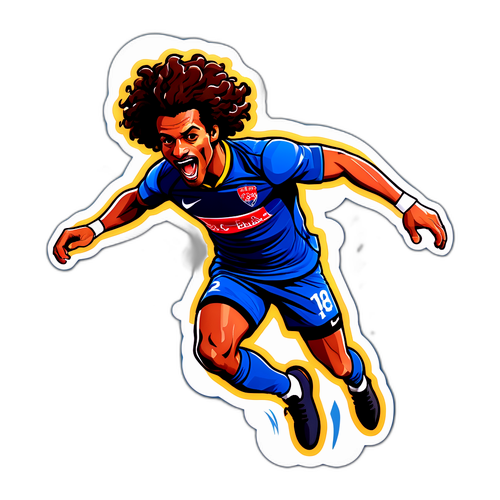 Sticker van Hannibal Mejbri in een spannende achtervolging op het veld