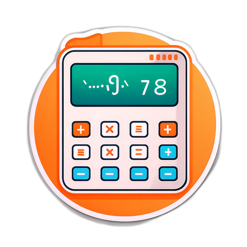 Autocollant Klarna avec une calculatrice heureuse