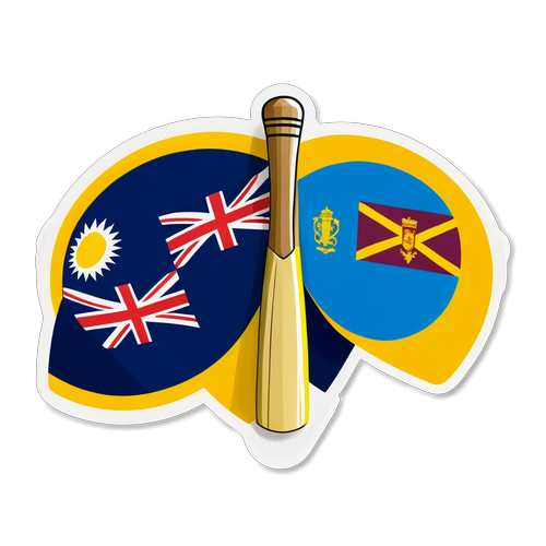 Sticker Bendera New Zealand dan Sri Lanka dengan Bat dan Bola Kriket