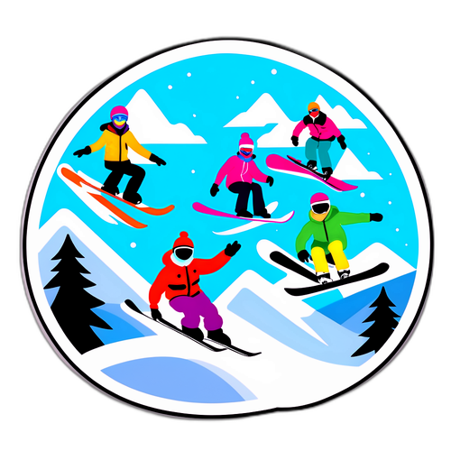 Efektowna scena zimowa z narciarzami