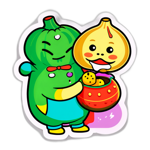 江湖角色与葫芦的趣味图案