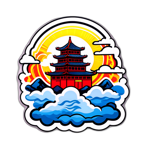 Autocollant représentant des éléments traditionnels nord-coréens