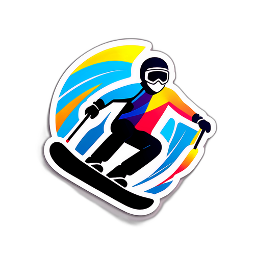 Kış Olimpiyatları için Stilize Edilmiş Kayak ve Snowboard İkonu