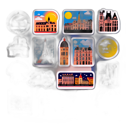 프랑스 주요 도시 날씨 테마 여행 스티커