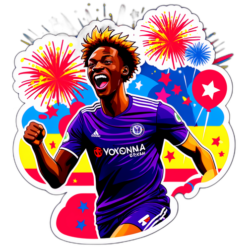 Speelse sticker van Tammy Abraham die een doelpunt viert