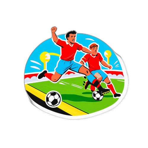 สติ๊กเกอร์ภาพการเซฟฟุตบอลในแมตช์แบบการ์ตูนย้อนยุค