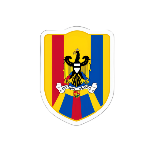 Autocolant cu simbolul unității naționale a Moldovei și steagul țării