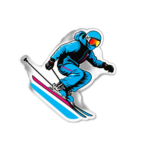 Αυτοκόλλητο σκιέρ που εκτελεί τρελό κόλπο