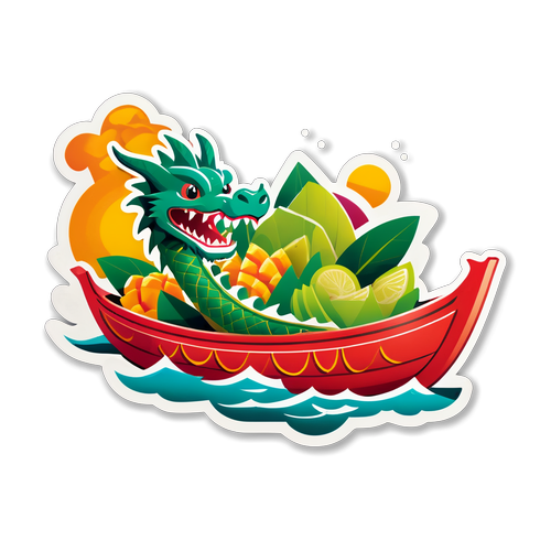 营养健康食物与龙舟结合的插图