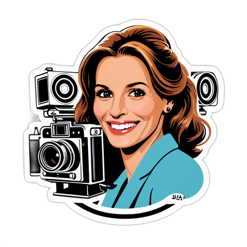 Charmig klistermärke med strålande leende