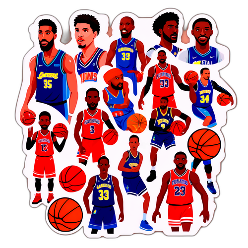 시즌별 농구 팀의 주요 경기 순간 스티커