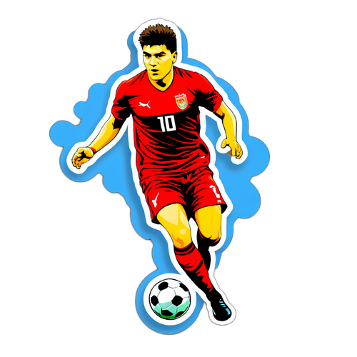 Autocolant cu Ianis Hagi driblând spectaculos