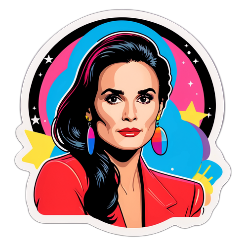 Retro inspirowana naklejka Demi Moore w stylu lat 80.