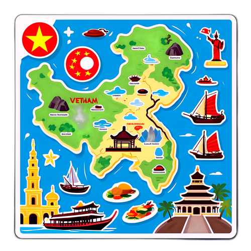 Sticker bản đồ du lịch Việt Nam