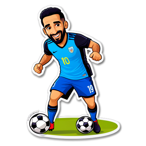 Autocollant d'Adil Rami en style cartoon
