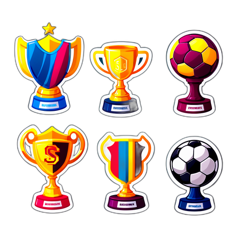 Наліпки з елементами ліги: кубки та футболи